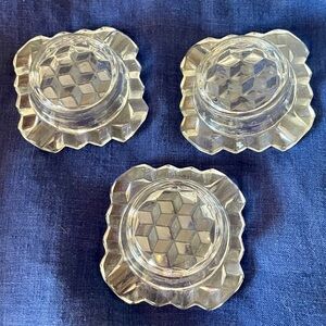 Fostoria American Cut Glass Individual Ash Trays Mini 2.75" Set of 3 salt wells